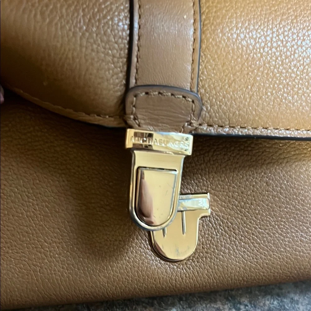 Michael Kors Tan Leather Wallet with Gold Clasp